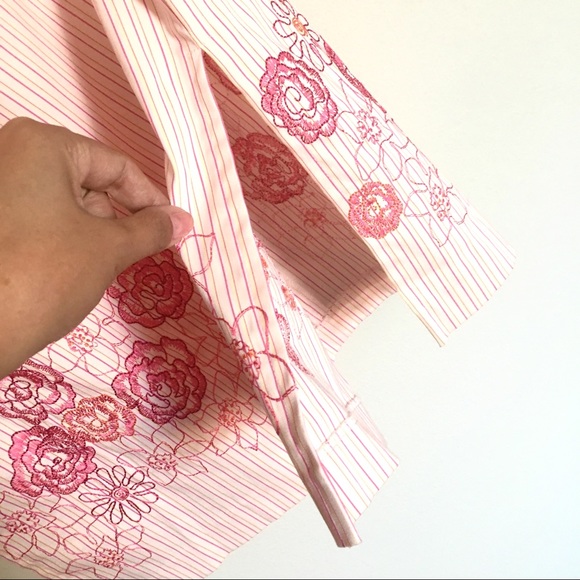 EXPRESS FLORAL Embroidered Striped Strapless DRESS - Picture 4 of 8